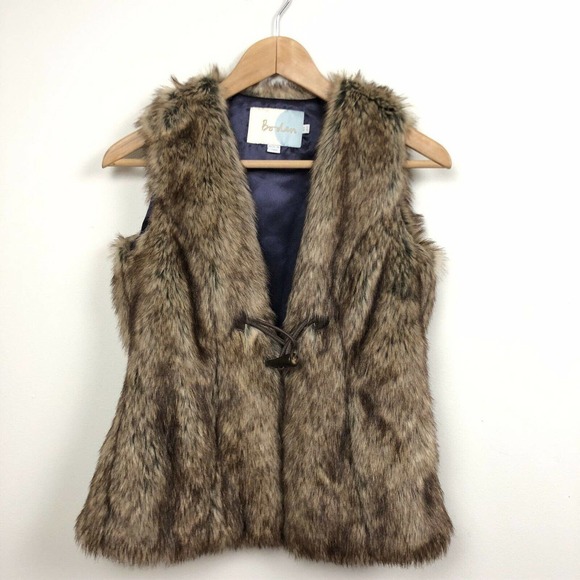 Boden Brown Faux Fur Vest With Closure - Picture 2 of 9